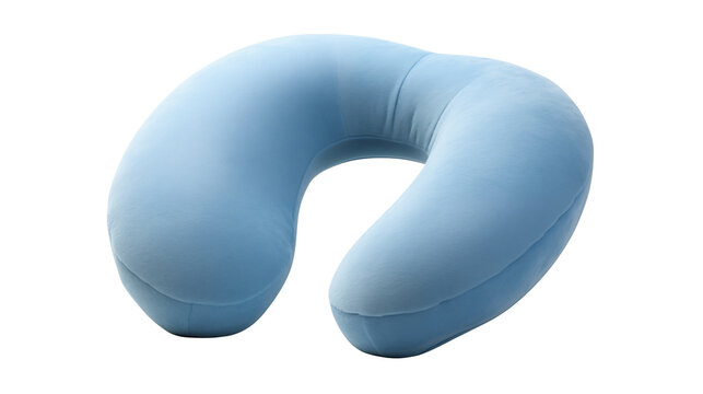 Buy best travel neck pillow for airplane car train comfortable support memory foam blue color 92 isolated on transparent background	
