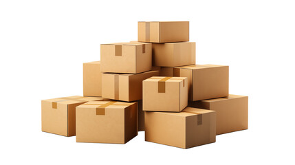 Cardboard boxes stacked moving boxes shipping boxes packaging boxes storage boxes brown boxes pile 92 isolated on transparent background	
