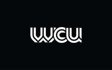 WCU Creative Unique Modern Letter Logo Design. Stylized logo featuring a unique letter design, presenting abstract minimalist aesthetics and modern appeal.