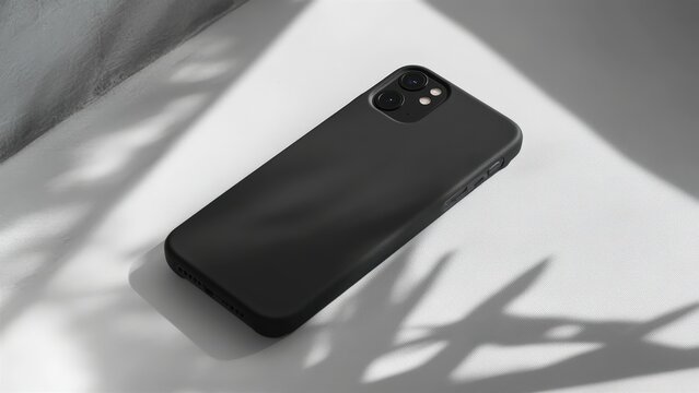 Stylish Black Smartphone Case on Minimalist Surface