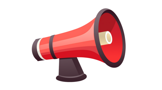 Red megaphone vector illustration for announcements marketing and communication purposes isolated isolated on transparent background	