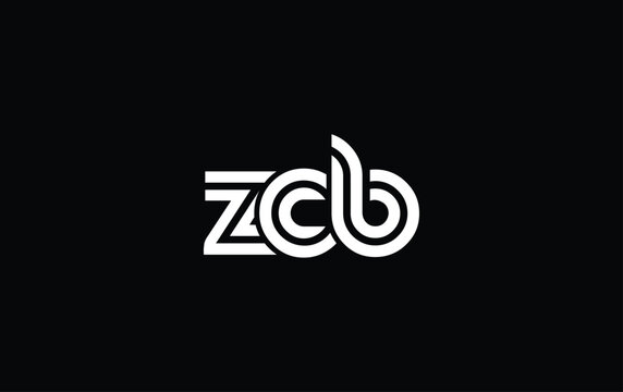 ZCB Creative Unique Modern Letter Logo Design. Stylized logo featuring a unique letter design, presenting abstract minimalist aesthetics and modern appeal.