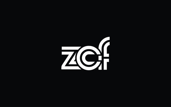 ZCF Creative Unique Modern Letter Logo Design. Stylized logo featuring a unique letter design, presenting abstract minimalist aesthetics and modern appeal.