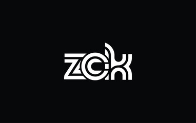 ZCK Creative Unique Modern Letter Logo Design. Stylized logo featuring a unique letter design, presenting abstract minimalist aesthetics and modern appeal.