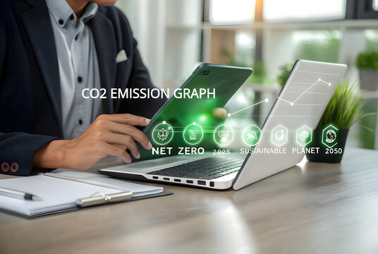 CO2 Emission Graph & Green Tech Dashboard – Sustainability & Net Zero Future