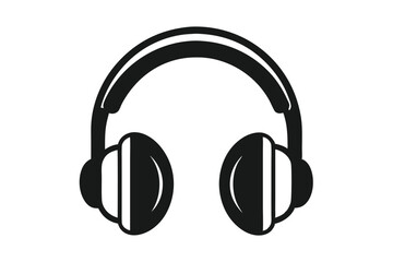 Black Headphones Icon, Audio Listening Device, Music Accessory 