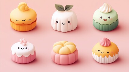 A charming isometric set of 9 iconic Japanese fast food, sushi, bento box, dessert, Wagashi, ramen, Kaiseki, Izakaya drinks and beverages