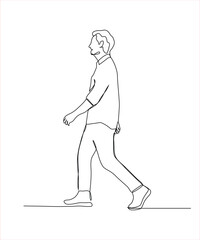 A man walking - single line drawing