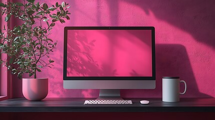 Home office desk with fresh morning sun high resolution images