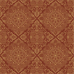 Elegant Gold Mandala Pattern on Brown Background