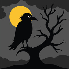 Obraz premium raven on the tree