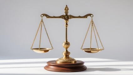 Scales of justice against a white backdrop