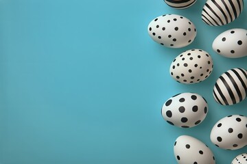 Decorative Eggs on Light Blue Background for Spring Celebration or Festive Event