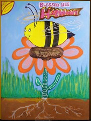 Blessed Bee Harmony painting created by myself.  I am creator of my art and the photographer.  What is the deal Adobe?  AI is too stupid to create this.