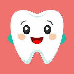cartoon, tooth, vector, illustration, dental, character, smile, face, happy, dentist, cute, funny, art, teeth, white, mascot, animal, icon, isolated, mouth, clean, smiling, health, comic, care