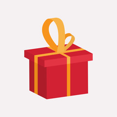 Red Gift Box with Golden Ribbon vector illustration