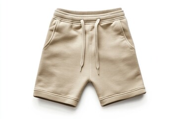 Beige Cotton Shorts Isolated on White Background for Summer Apparel