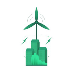 A conceptual vector of green energy and wind turbines