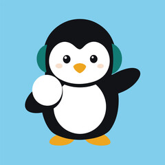 Obraz premium penguin with ice cream