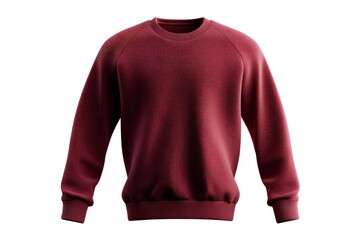 Burgundy Sweatshirt Isolated on White Background for Fashion Apparel Mockup