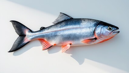 Obraz premium Salmon fish displayed on a white background without any shadow.