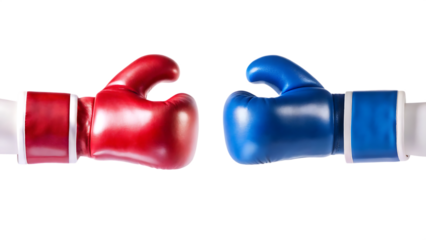 red and blue boxing gloves isolated on white background PNG. GENERATIVE AI