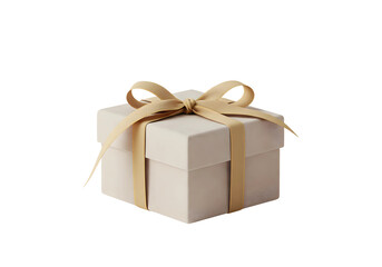 Obraz premium Beautifully wrapped gift box with minimalist ribbon, clean and isolated on white. 
