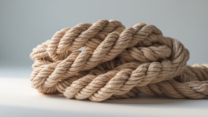Closeup of rope on a plain isolated background