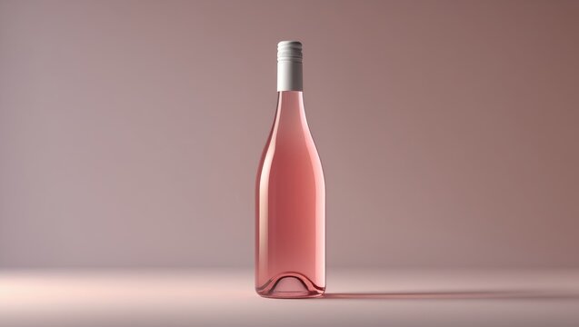 Rose wine bottle on a background. Design for product packaging. Mockup drink featuring space for your label and text.