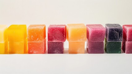 Colorful Assortment of Natural Fruit Gelatin Cubes