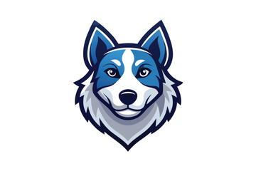 Husky Dog Logo Design, Canine Animal Mascot Head on White Background