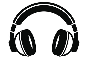 Flat Isolated Black Headphones, Wireless Audio, Music Listening 