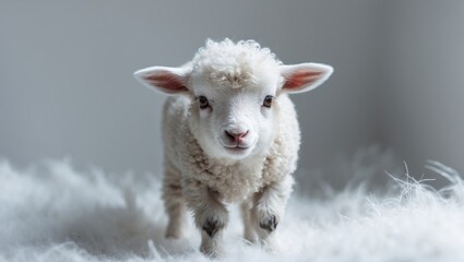 Obraz premium Lamb upright, set against a plain background.
