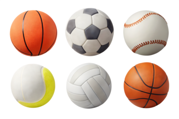  set of sports balls isolated on white background PNG. GENERATIVE AI