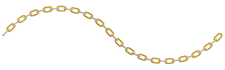 Obraz premium A link of silver and golden chains in a curve.