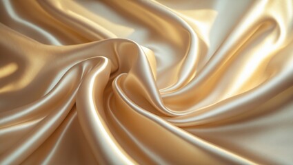 Fototapeta premium Light soft brown yellow silk satin. Gradient. Dusty gold hue. Golden luxurious elegant beauty premium abstract backdrop. Shiny, shimmer. Curtain. Drapery. Fabric, cloth texture.