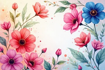 Abstract watercolor floral composition, flowing pattern, invitation, abstract floral