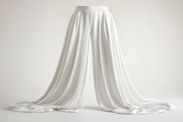 Elegant White Palazzo Pants Flowing on the Floor in Studio Light