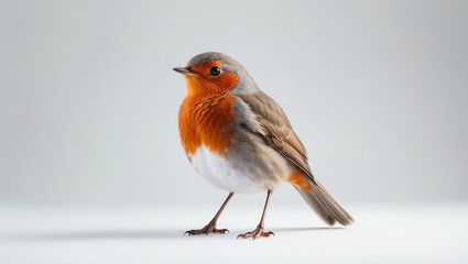 portrait European robin isolated against a white background