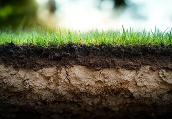 Close-up view of soil layers with grass (1)