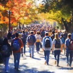 Energetic University Campus Scene in Motion