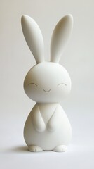 Obraz premium Abstract Cute White Animal Sculpture - Modern Minimalist Design, Playful Ceramic Art, Decorative Object for Interior Decor