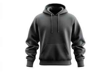 Dark Heather Grey Pullover Hoodie Front View Isolated on White
