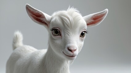 Portrait of a young goat in close up.