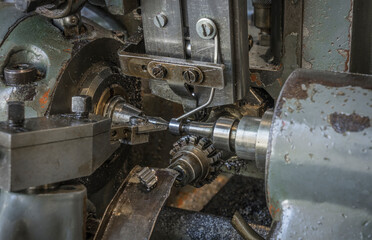 detail of a historic milling machine for gears