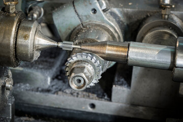 detail of a historic milling machine for gears