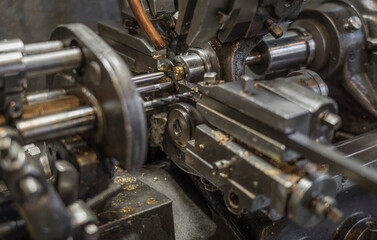 detail of a historic cam-operated automatic lathe