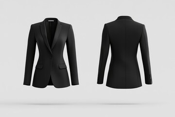 Classic Black Blazer Front and Back View Professional Women's Fashion Style