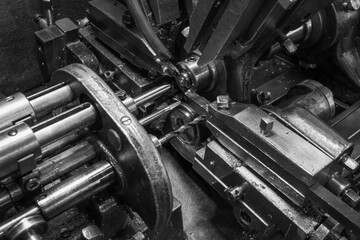 detail of a historic cam-operated automatic lathe