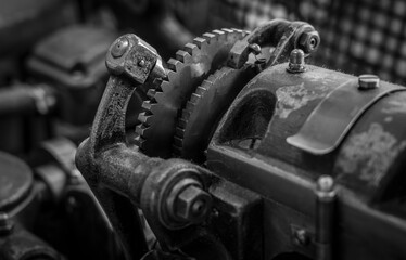 detail of a historic milling machine for gears